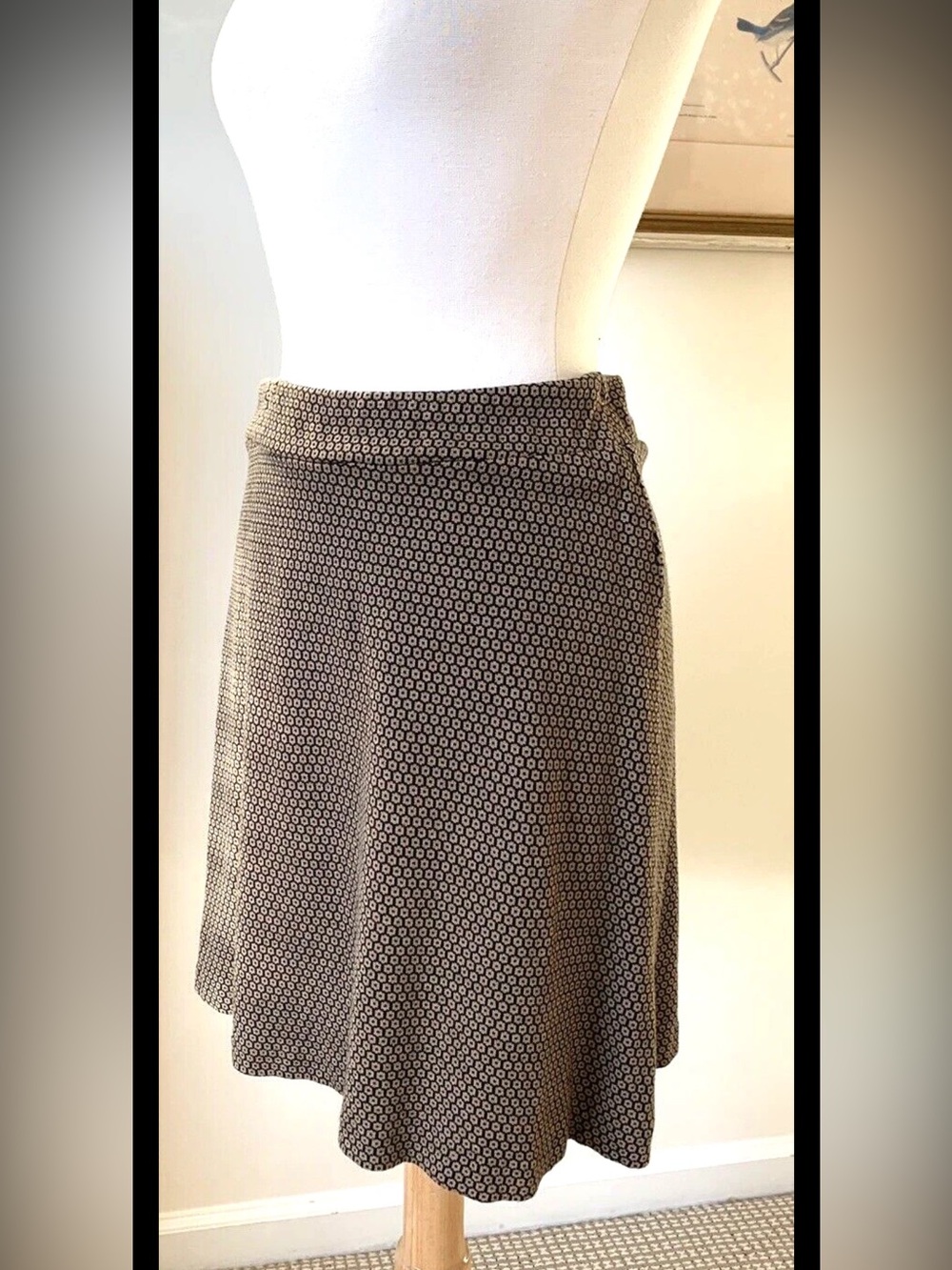 J.Jill Brown Geometric Pattern Ponte A-Line Stretch Skirt Small